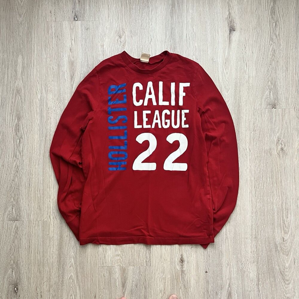 Vintage Y2K Hollister Shirt Mens M Red Spell Our Long Sleeve Graphic Tee
